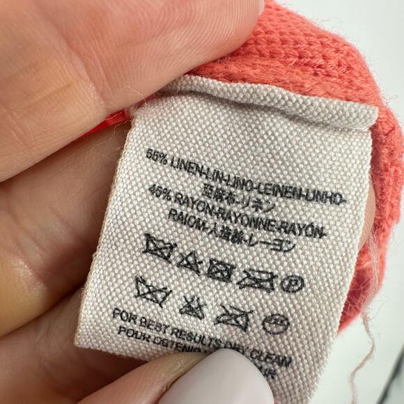 FREE PEOPLE Optimistic Linen Blend Hoodie Pullover Sweater XS Oversized Coral - Picture 8 of 12